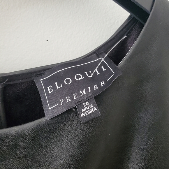 ELOQUII Women Premier Bi-Stretch Faux Leather Mix Work Dress Size 20 Grey - Picture 8 of 16